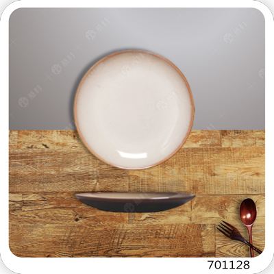 窯變釉色圓餐盤-杏