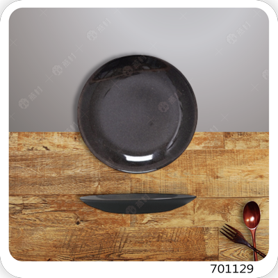 窯變釉色圓餐盤-棕