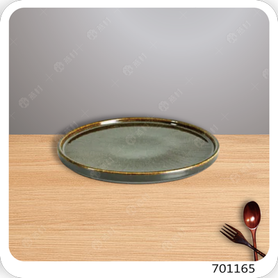 窯變釉圓直邊平盤-棕