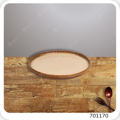 窯變釉圓憲紋邊點心盤-杏