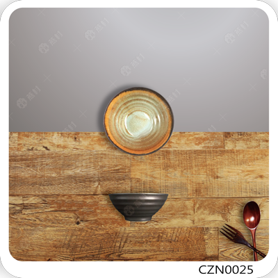 外黑內綠釉日式飯碗